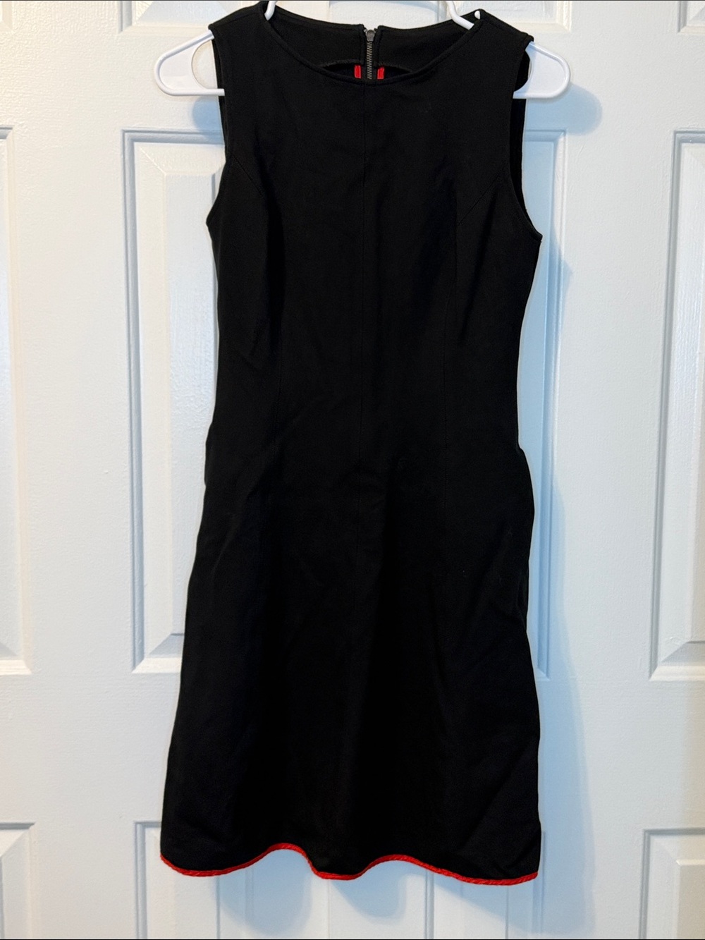 Spanx Perfect Fit & Flare Sleeveless Dress Classic Black Red Trim Pockets Size 6